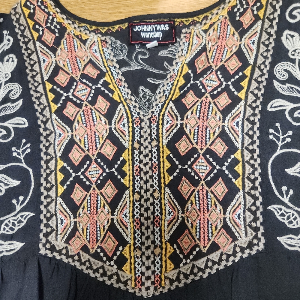 Johnny Was Workshop Embroidered Babydoll Mini Dress - Picture 2 of 7